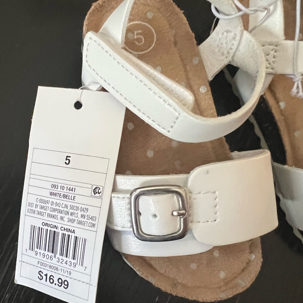 Cat & Jack girls white sandals NWT - Picture 2 of 3